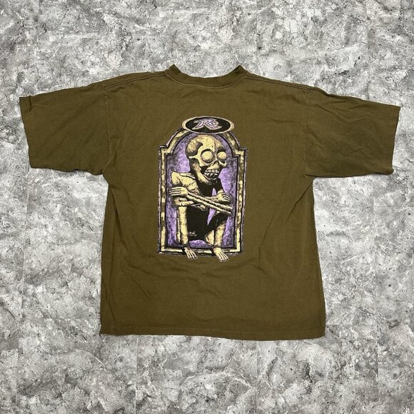 Vintage Y2K Ripzone Skull Shirt Mens XL Short Sleeve Crew Neck Pullover Brown - Picture 1 of 9